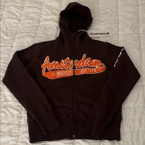 Fanatics Dark Brown Hoodie with Orange Amsterdam Print